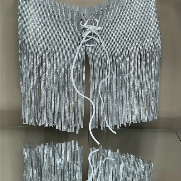 Ciao Adirana Rhinestone Silver Corset Belt - Picture 8 of 16